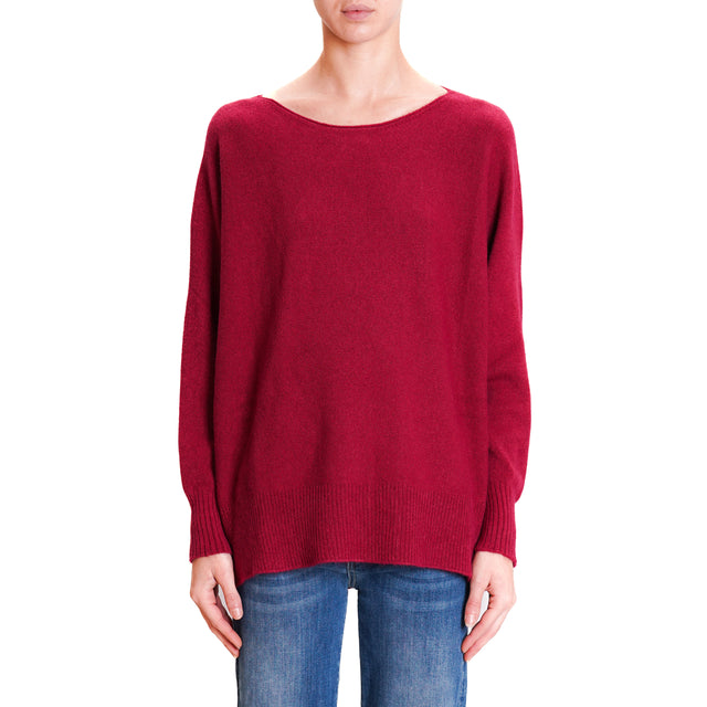 Kontatto-QS Oversized Side Slit Sweater - Bordeaux