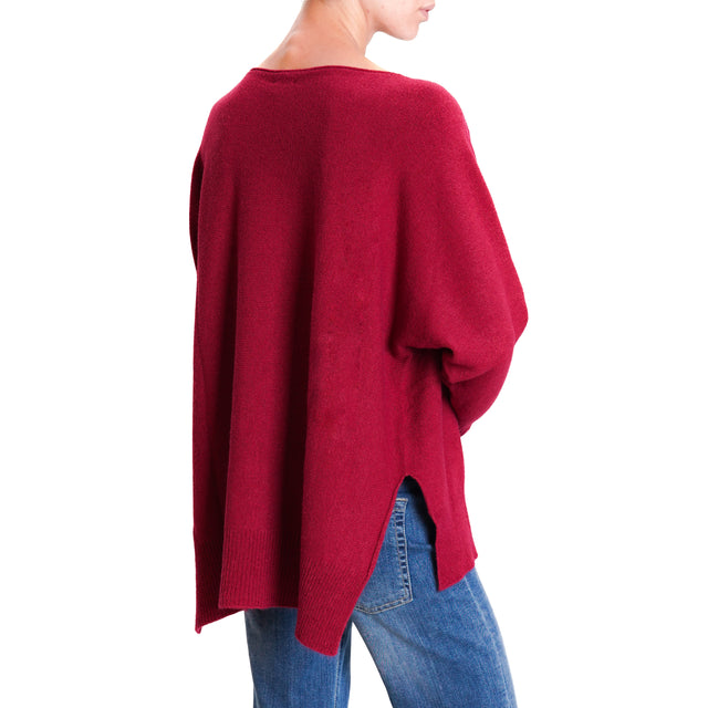 Kontatto-QS Oversized Side Slit Sweater - Bordeaux