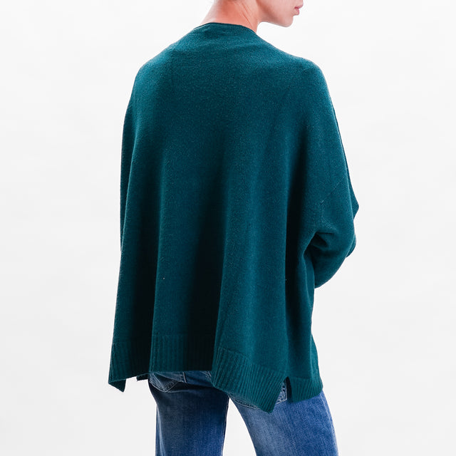 Kontatto-Cardigan con spacchi laterali - VERDE