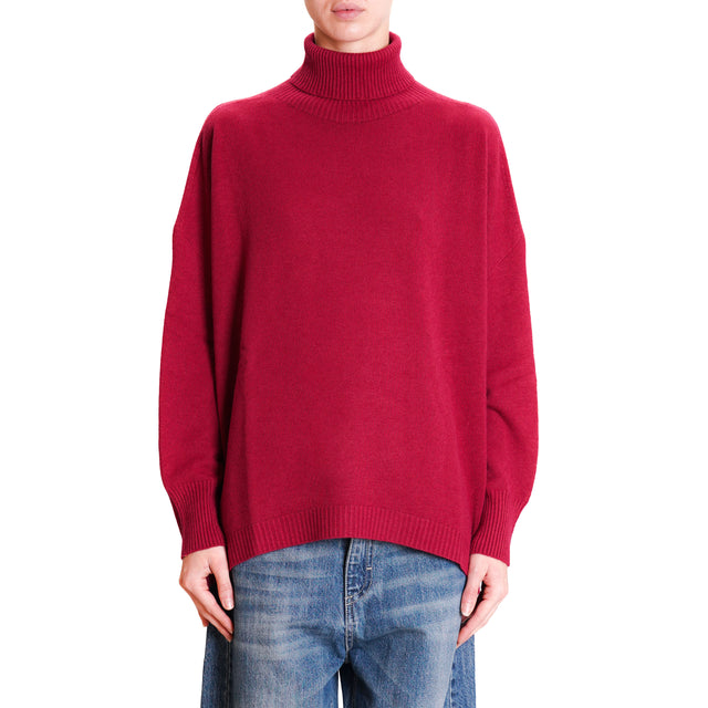 Kontatto-QS High Neck Oversized Sweater - Bordeaux