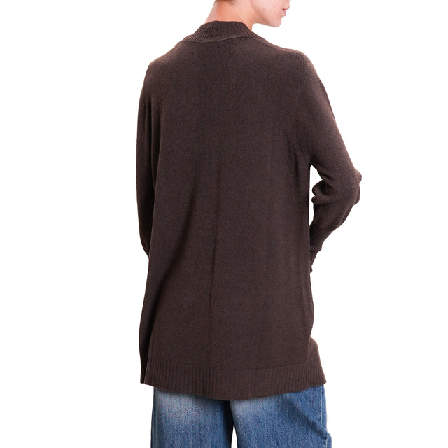 Kontatto-QS Cardigan with pockets - cocoa