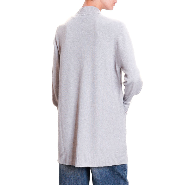 Kontatto-QS Cardigan with pockets - light grey