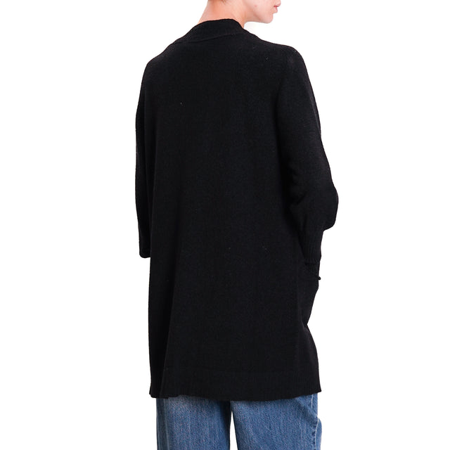 Kontatto-QS Cardigan with pockets - black