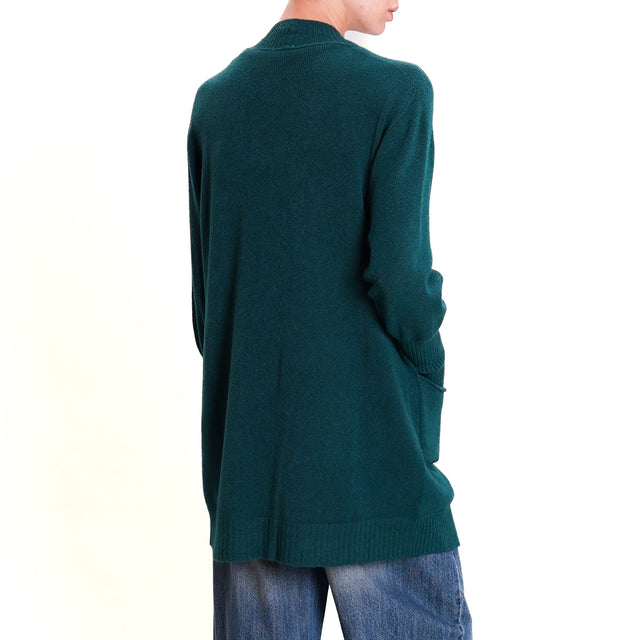 Kontatto-QS Cardigan with pockets - GREEN