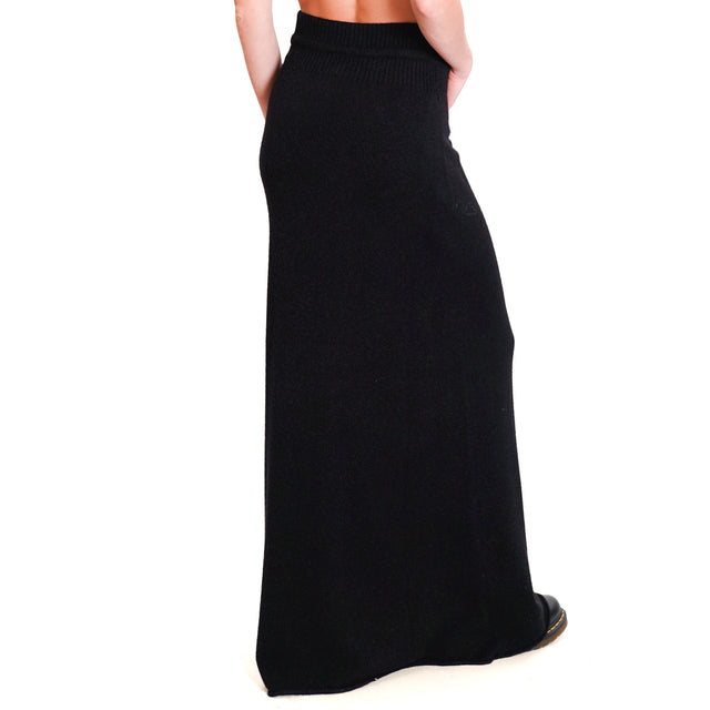 Kontatto-QS Knit Skirt with Drawstring - Black