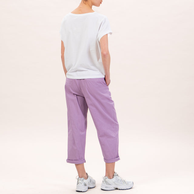 Zeroassoluto-Pantalone LORY baggy elasticizzato - glicine