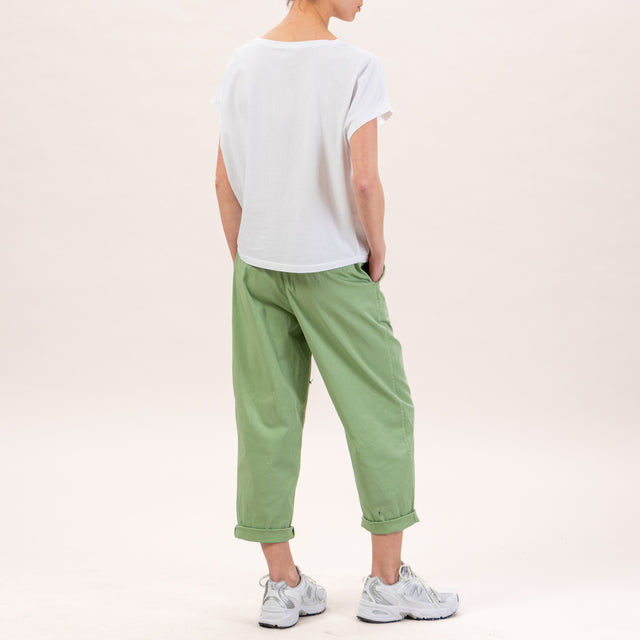 Zeroassoluto-Pantalone LORY baggy elasticizzato - green bay
