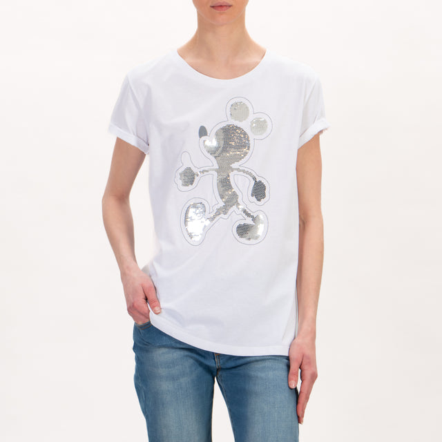 Souvenir-T-shirt TOPOLINO con paillettes - Bianco