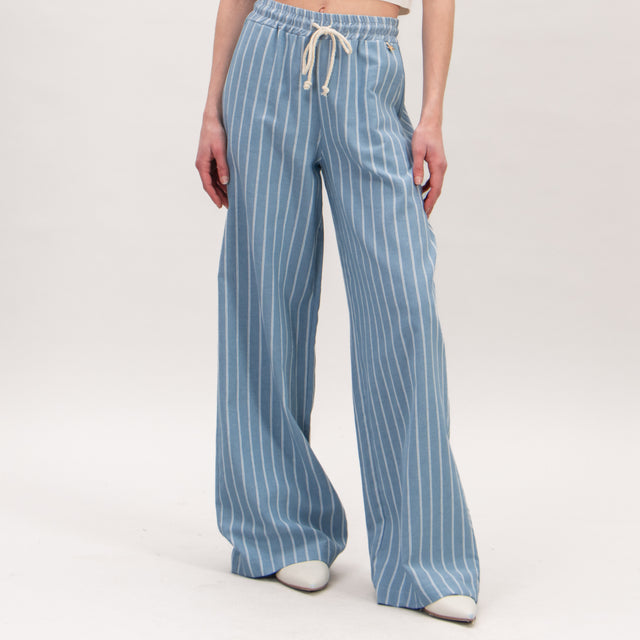 Souvenir-Pantalone gessato con elastico - denim