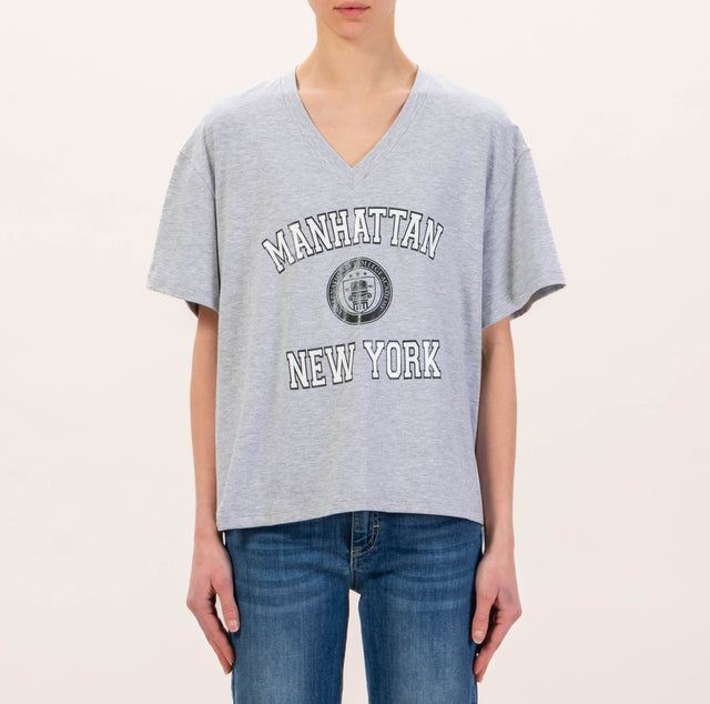 Souvenir-T-shirt scollo v MANHATTAN - grigio