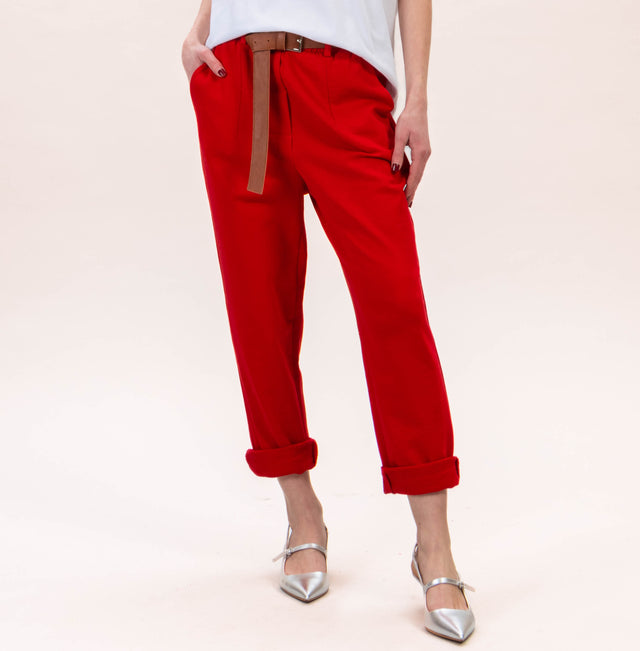 Tensione in-Pantalone felpa con cintura - rosso