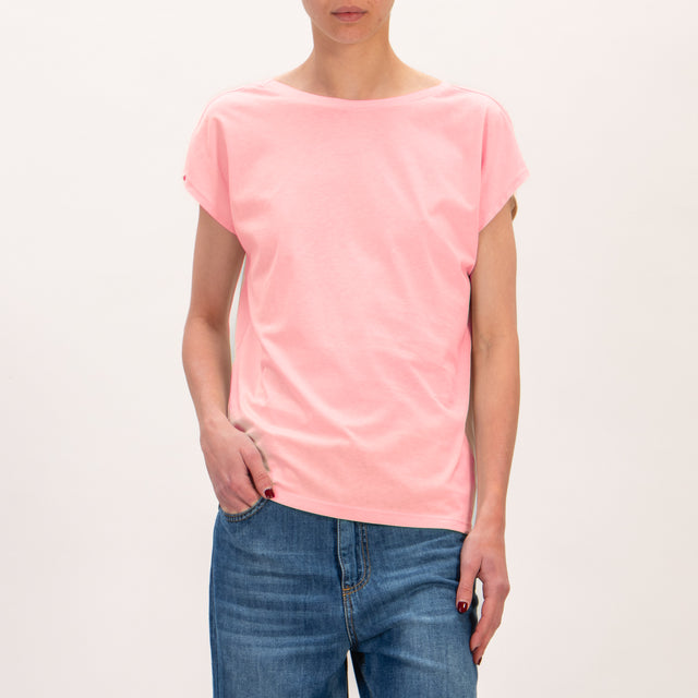 Souvenir-T-shirt scollo v dietro - rosa