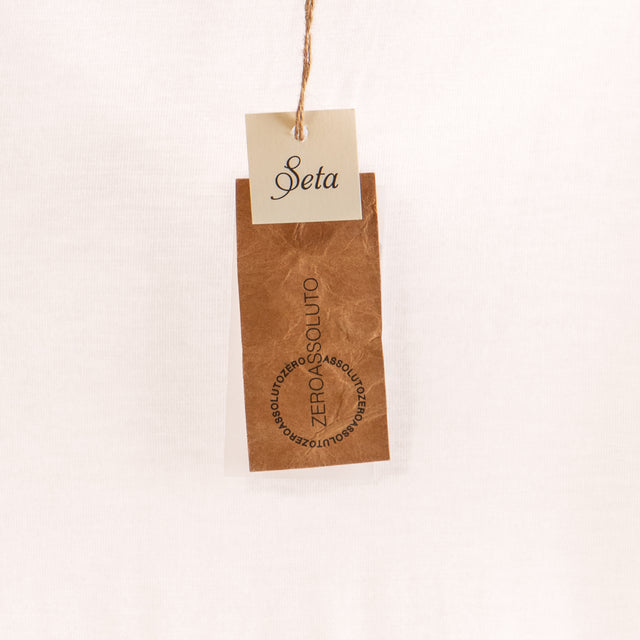 Zeroassoluto-T-shirt scollo v in seta - sand