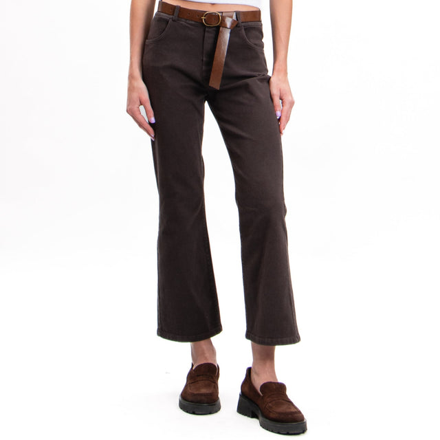 Tension in-Trumpet pants with belt - dark brown