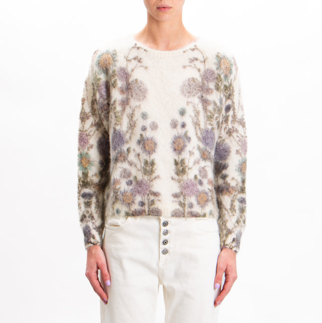 Tension in-Maglia mohair fantasy flowers - butter