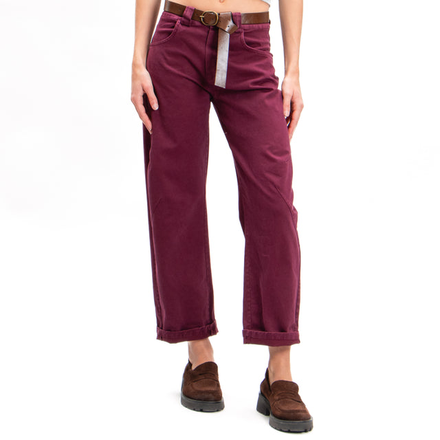 Tensione in-Pantalone carrot con cintura - Bordeaux