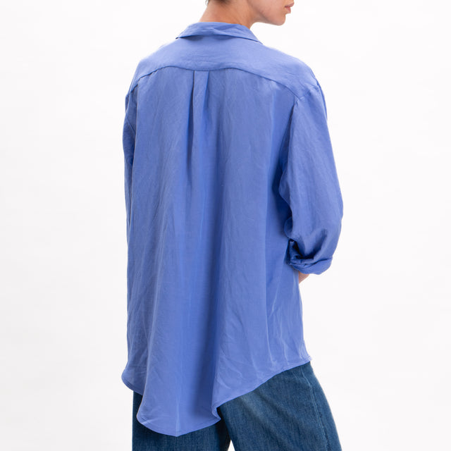 Tensione in-Camicia misto lino con taschino - pervinca