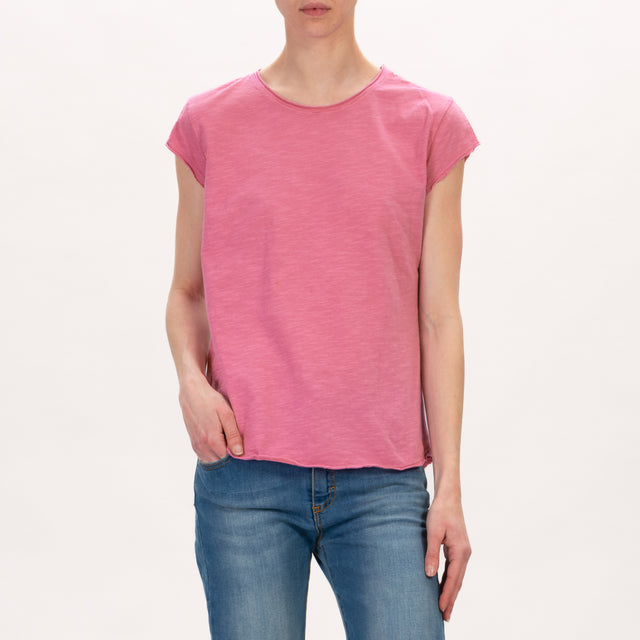 Zeroassoluto-T-shirt mezza manica taglio vivo - pink