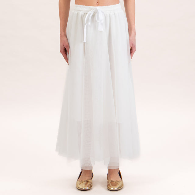 Tensione in-Gonna in tulle con coulisse - bianco