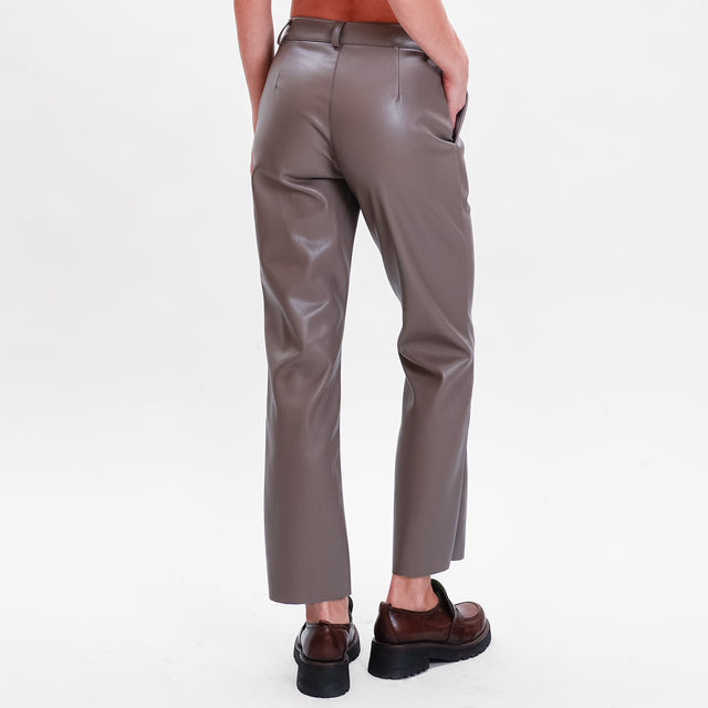 Motel-Pantalone similpelle straight - fango