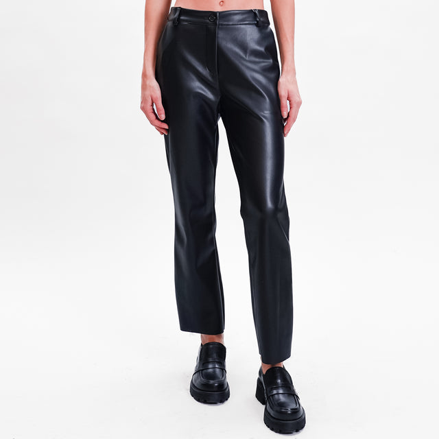 Motel-Straight faux leather pants - black