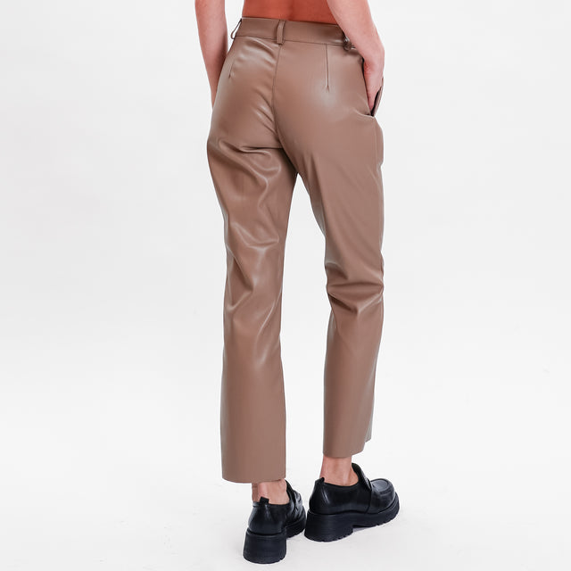 Motel-Straight faux leather pants - taupe