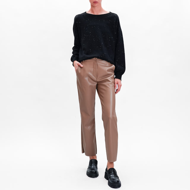 Motel-Straight faux leather pants - taupe