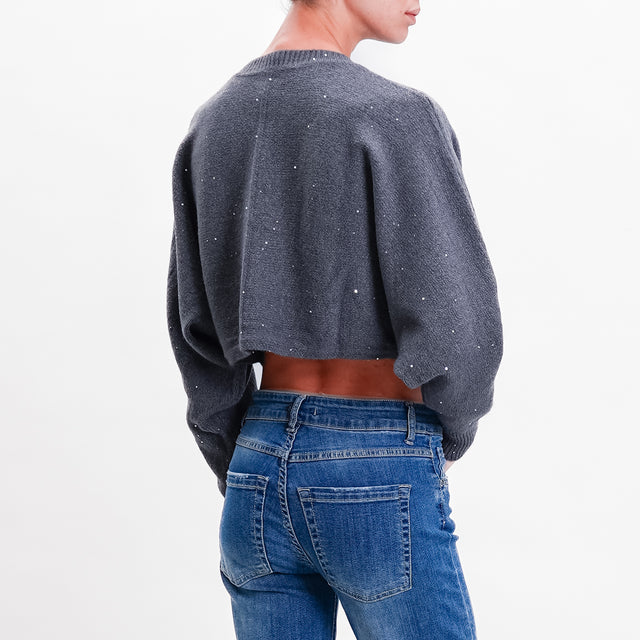 Haveone-Maglia crop micro paillettes - grigio