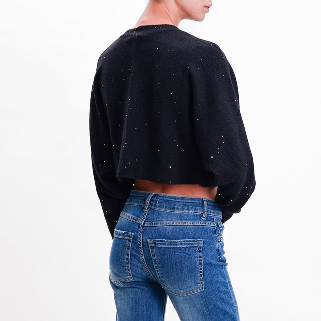 Haveone-Maglia crop micro paillettes - nero