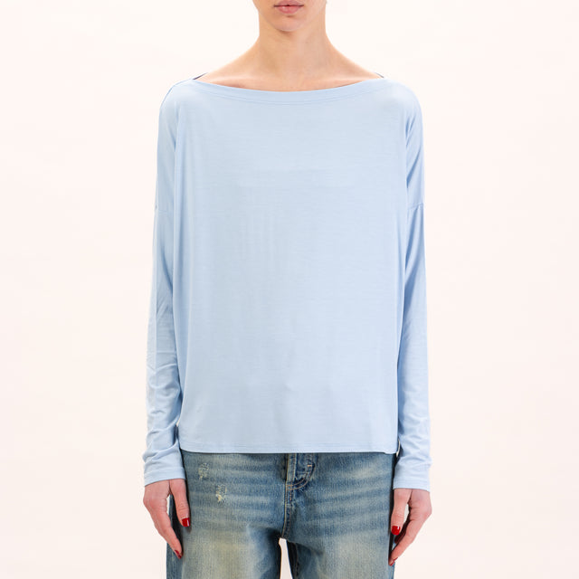 Kontatto-T-shirt stondata oversize in jersey - azzurro
