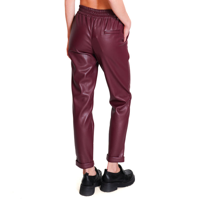 Motel-Leatherette Drawstring Trousers - Bordeaux