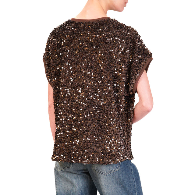 Motel-Blusa con paillettes - moro