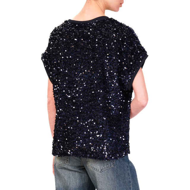 Motel-Blusa con paillettes - blu