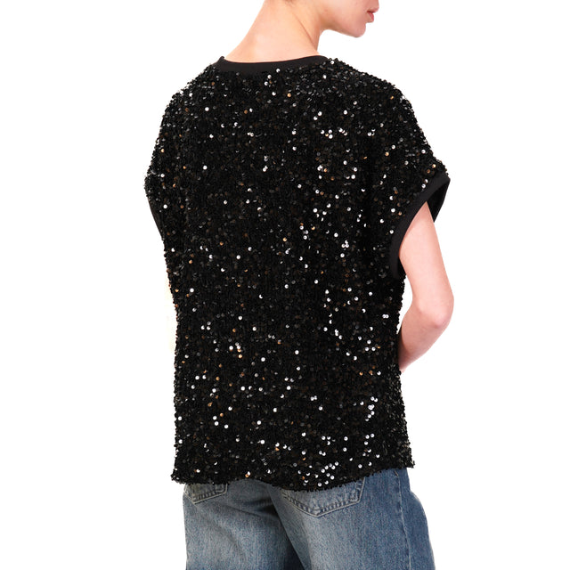 Motel-Blusa con paillettes - nero