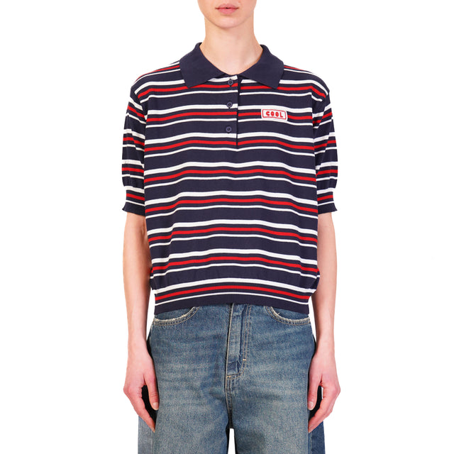 Motel-Maglia righe collo polo - blu/bianco/rosso