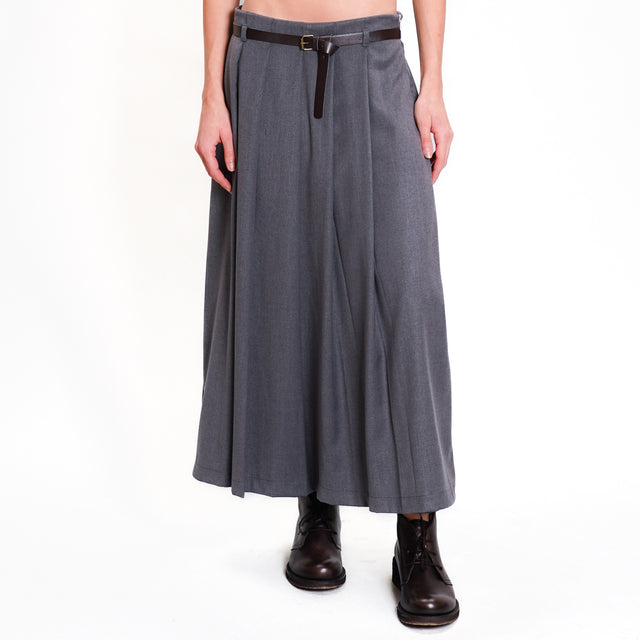 Motel-Pleated Skirt with Belt - Grey