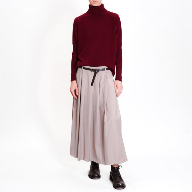 Motel-Pleated skirt with belt - dove grey