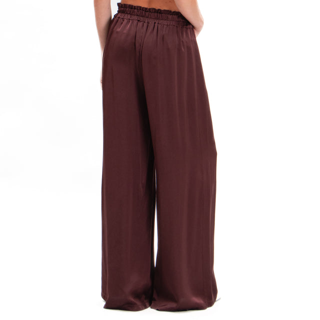 Motel-Pantalone in satin con coulisse - vino