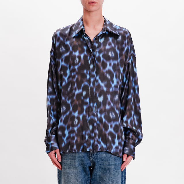 Motel-Satin patterned shirt - dark brown/light blue