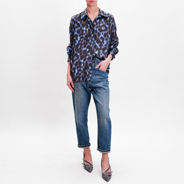 Motel-Satin patterned shirt - dark brown/light blue