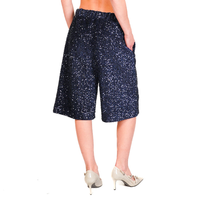 Motel-Bermuda sequin elastic waist - blue