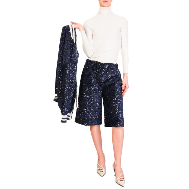 Motel-Bermuda sequin elastic waist - blue