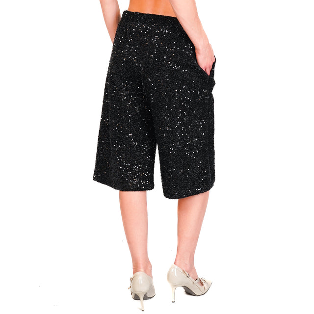 Motel-Bermuda sequin elastic waist - black