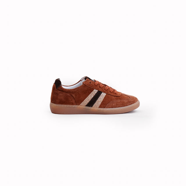 Ovye'-Sneaker suede con lurex - cognac/platino