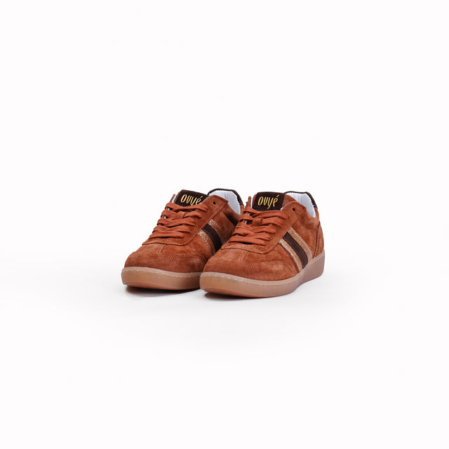 Ovye'-Suede sneaker with lurex - cognac/platinum