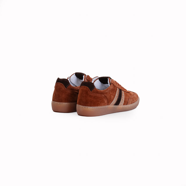 Ovye'-Suede sneaker with lurex - cognac/platinum