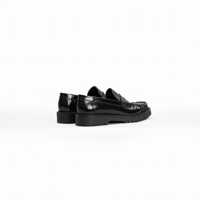 Ovye'-Brushed Leather Moccasin - black