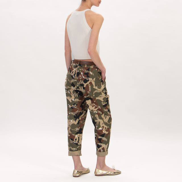 Motel-Pantalone camouflage con paillettes - militare/sand/nero