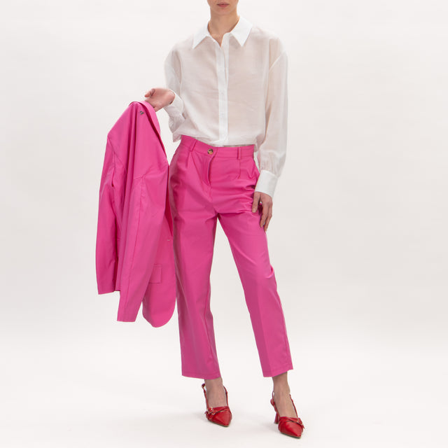 Dixie-Pantalone pinces cotone elasticizzato - pink