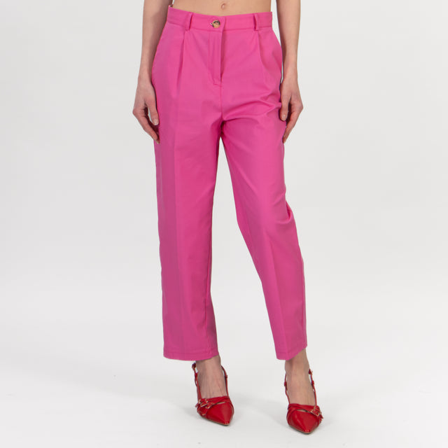 Dixie-Pantalone pinces cotone elasticizzato - pink